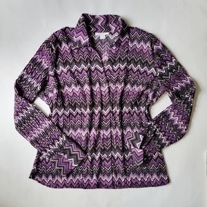 Dress Barn Purple Shevron Print Accordion Blouse